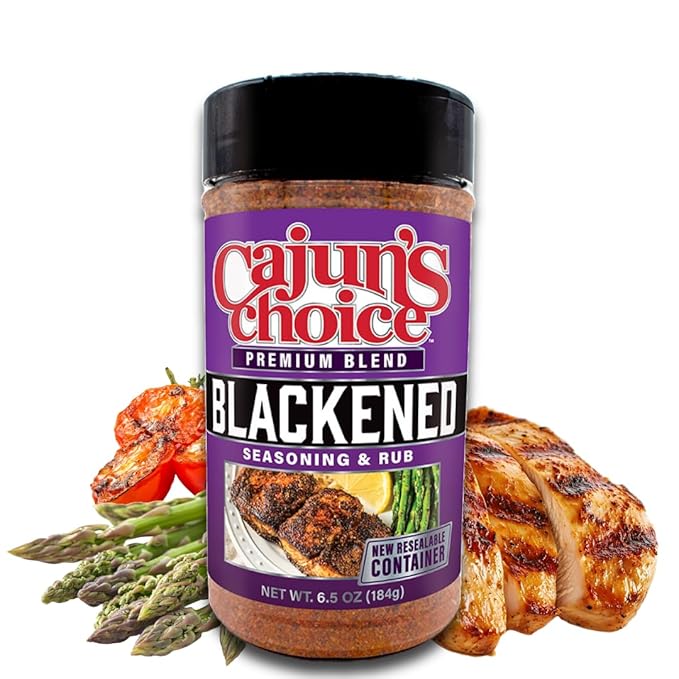 Cajun Choice Blackened Seasoning 6.5 OZ (Pack of 3) - Use for Grilling or Cooking Fish, Chicken, Pork, Steak, Vegetables, Burgers, Salmon, Soups, and anything else you want to Add Authentic Louisiana Flavoring to any Dish - (New Look - Same Great Taste)