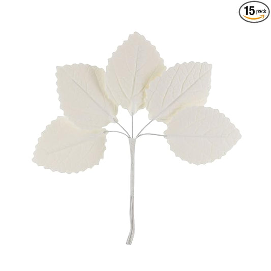 Global Sugar Art Hydrangea Leaves Sugar Cake Flowers Small White, 15 Count by Chef Alan Tetreault
