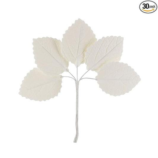 Global Sugar Art Hydrangea Leaves Sugar Cake Flowers Small White, 30 Count by Chef Alan Tetreault