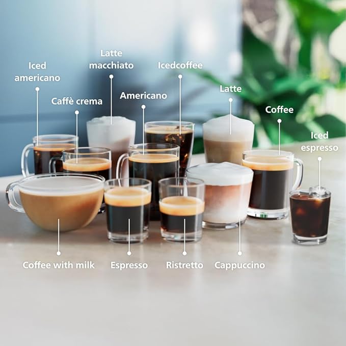 PHILIPS 4400 Series Fully Automatic Espresso Machine ??12 Hot & Iced Coffees, Quick-to-Clean LatteGo Milk System, SilentBrew, QuickStart, Ceramic Grinder, Cashmere Grey (EP4444/90)