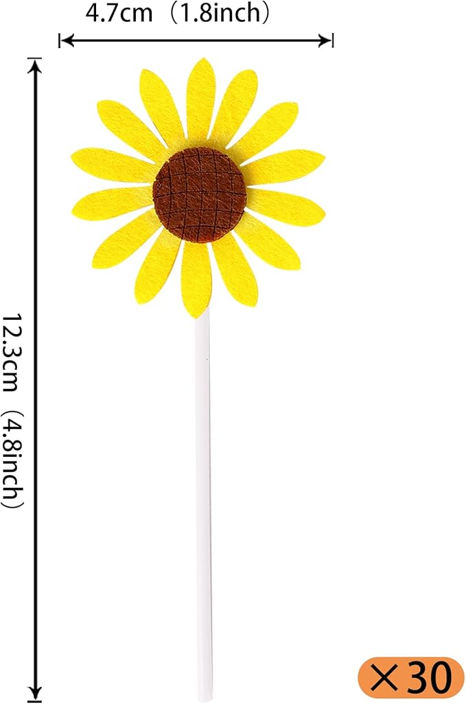 30 Pack Sunflower Cupcake Toppers Glitter Baby Shower Sunflower Cupcake Picks for Gender Reveal Theme Baby Shower 1st Birthday Party Cake Decorations Supplies Yellow