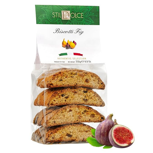Stildolce Semi-Soft Fig Italian Biscotti Cookies | Made in Tuscany, Italy | Classic Gourmet Biscuits No Preservatives 8.8 Oz