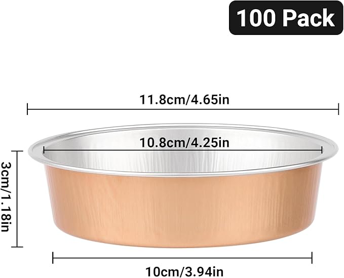 Beasea Aluminum Foil Ramekins, 7.3oz 100 Pack 4 Inch 215ml Disposable Ramekins Foil Cups No Lids Baking Ramekin Cup Cupcake Aluminum Mini Baking Cups for Party - Rose Gold