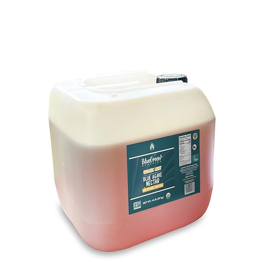 BLUE GREEN ORGANICS, Agave syrup, Agave, Gluten Free, Organic, Sweetener, cakes, coffees, pancakes or any baked good, For restaurants, Sugar substitute Light, 44 lb, 4 gallon