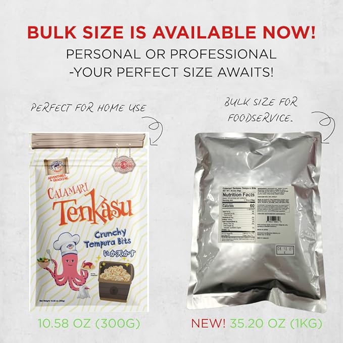 Calamari Tenkasu Tempura Bits 10.58 Ounce, Authentic Japanese Snack by Swashbuckle Snacks, Made in Japan