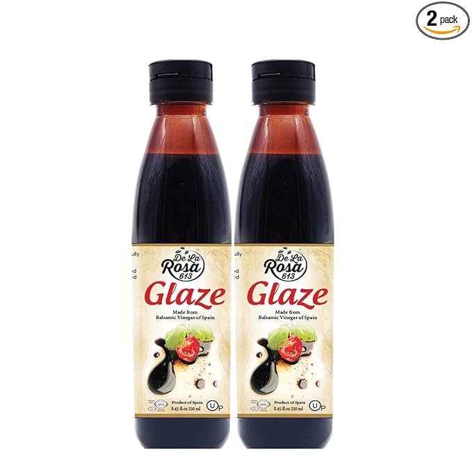 De La Rosa Balsamic Glaze, Vegan, Kosher, Non-GMO & Gluten Free, Great for Salad Dressing, Marinades, Toppings & More, Made from Balsamic Vinegar of Spain, 8.45 Oz (Pack of 2)