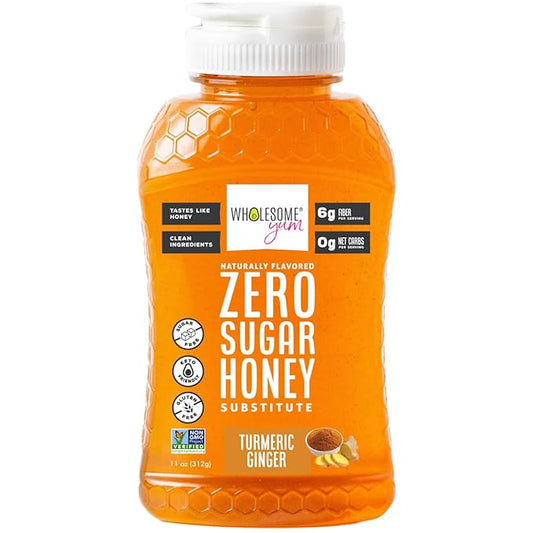 Wholesome Yum Turmeric Ginger Zero Sugar Honey Substitute (Keto Honey) - Natural Sugar Free Honey Alternative With Monk Fruit & Allulose - 0 Net Carbs, Non-GMO, Gluten Free, No Aftertaste (11 oz)