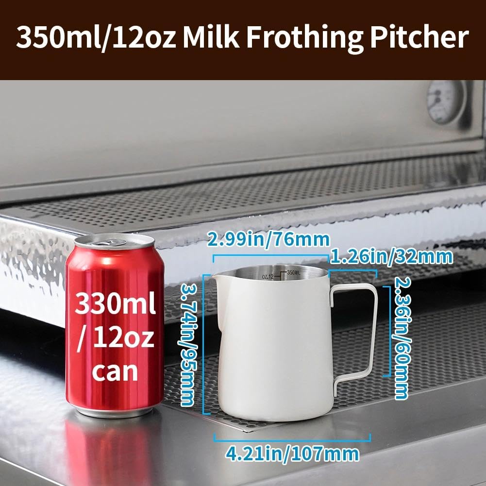 watchget 12oz Milk Frothing Pitcher Stainless Steel Espresso Steaming Jug