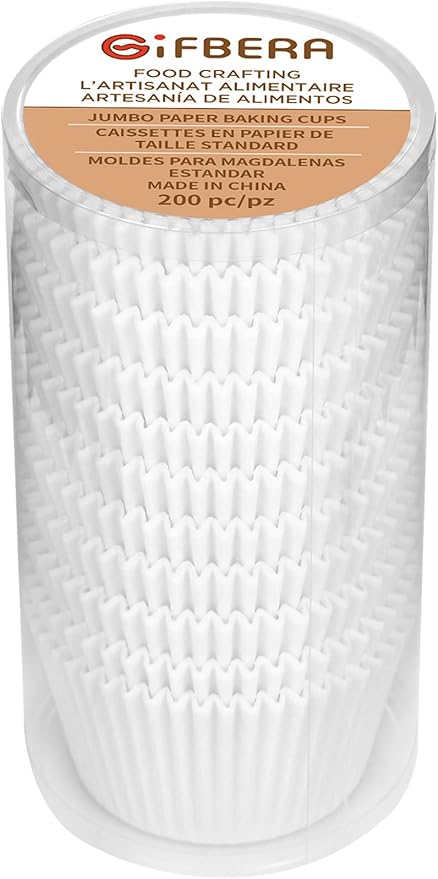 Jumbo White Cupcake Liners Greaseproof Paper 200-Count - Gifbera Odorless Muffin Baking Cups Cupcake Wrappers for Wedding Birthday Celebration Occasion