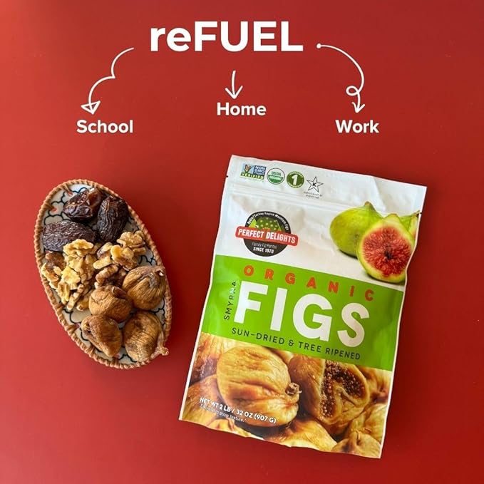 Perfect Delights Organic Turkish Figs, Vegan, Sun-Dried Pitted Figs, Healthy Fruit Snack for Kids and Adults - Single Pack (32 oz)
