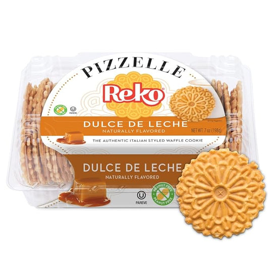 Reko Pizzelle Authentic Italian Style Waffle Cookie, Dulce de Leche, 7 Ounce (Pack of 1)