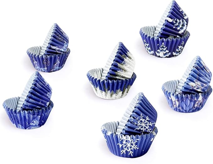 QiQee Christmas Mini 300PCS Gradient Cupcake Liners - 6 Designs, Small Size