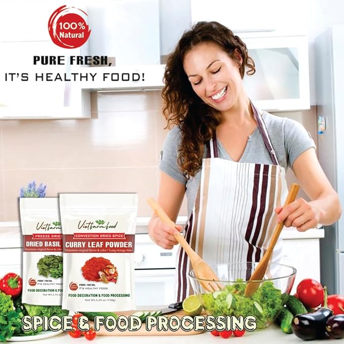 MINT LEAVES POWDER 2.47 Oz (70g) VIETFARMFOOD: Pure, natural freeze-dried spice made from real