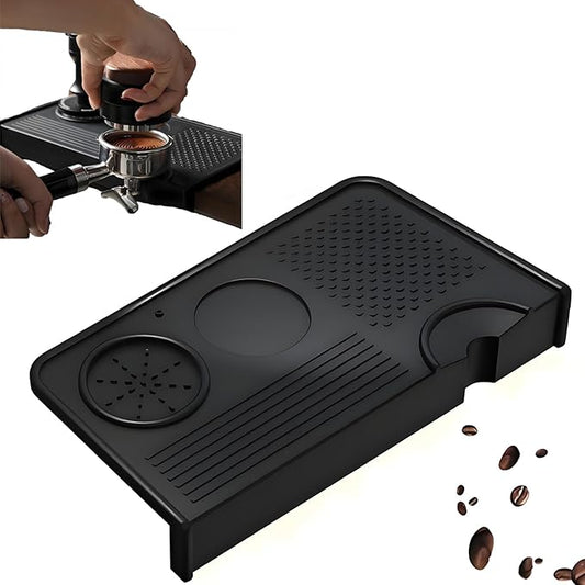 Espresso Tamping Mat ??Food Grade Silicone Coffee Tamper Pad with Portafilter Slots, Heat Resistant, Anti-Slip, Waterproof Tamping Station for Baristas