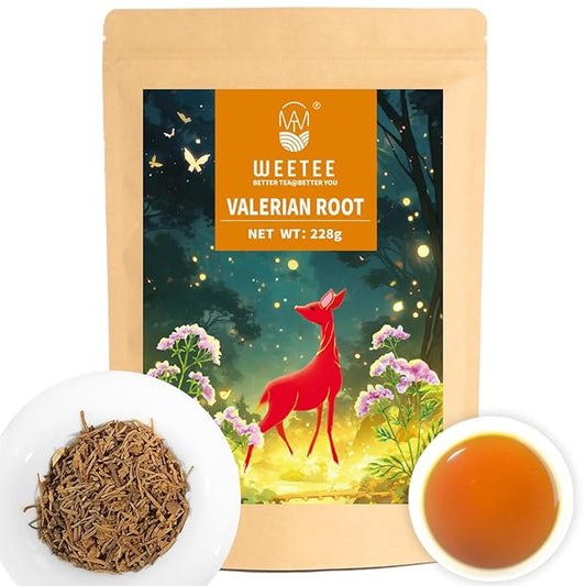 WT WEETEE Valerian Root Tea Loose Leaf 8oz, Made with Pure Cut & Sifted Valerian Root For DIY, Naturally Caffeine-free Herbal Tea