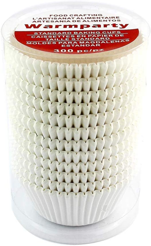 Baking Cups Cupcake Liners, Standard Sized, 300 Count (White)