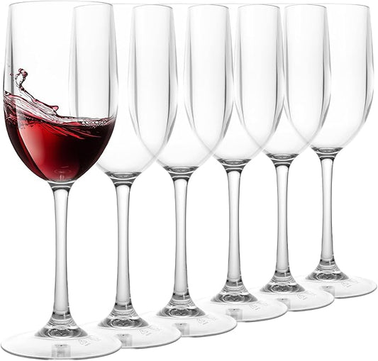 8-ounce Unbreakable Plastic Wine Cup, set of 6-clear, Red or White Wine Glass, Top Rack Dishwasher Safe, BPA Free (clear, Small)