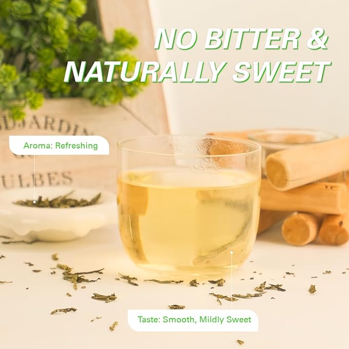 WT WEETEE Organic Decaf Green Tea Loose Leaf, 110+ Cups, Made of CO2-Decaffeinated Green Tea Leaves, Naturally Sweet, Smooth and Refreshing, 228g /8oz