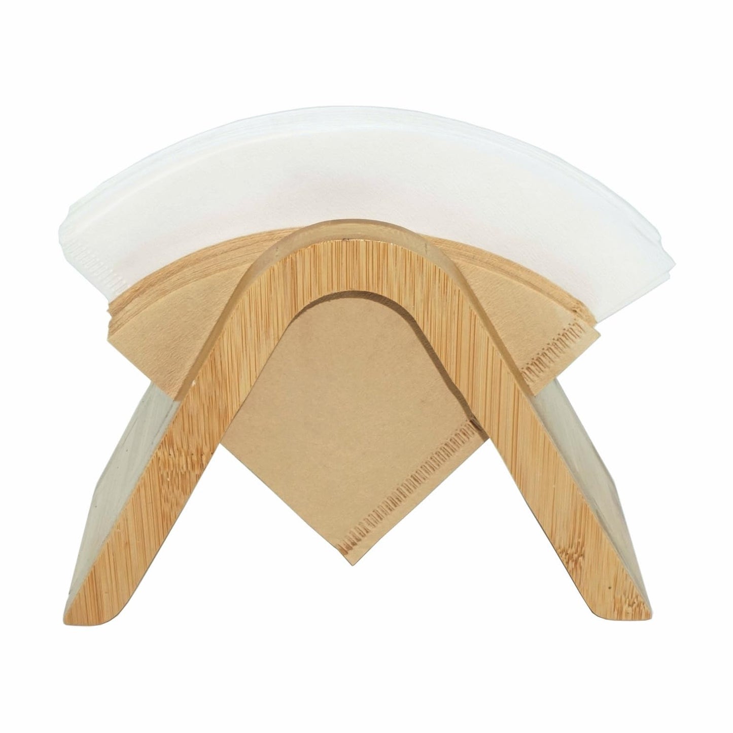 Bamboo Coffee Filter Holder - Storage Rack & Stand for 4 Filter Papers (Type A)