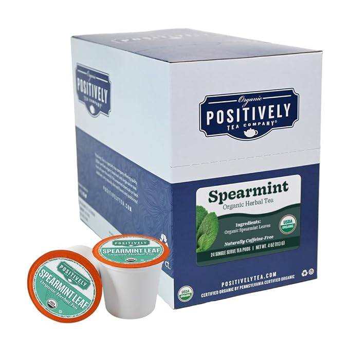 Organic Positively Tea Company, Spearmint Herbal Tea, K-Cup Compatible, 24 Pods