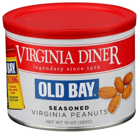 Virginia Diner Old Bay Seasoned Gourmet Virginia Peanuts - All Natural Virginia Peanuts Non-GMO, Preservative Free Gifts from Virginia Since 1929-9 Oz Can
