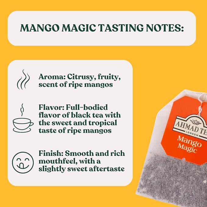Ahmad Tea Mango Magic Black Tea, 20-Count Boxes (Pack of 6)