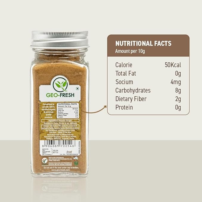 Geo-Fresh Organic Ginger Powder 1.4 oz - Ground Ginger Powder Organic Raw - USDA Certified, Non-GMO, Kosher, Gluten-Free - Premium Spice and Seasoning for Cooking & Baking