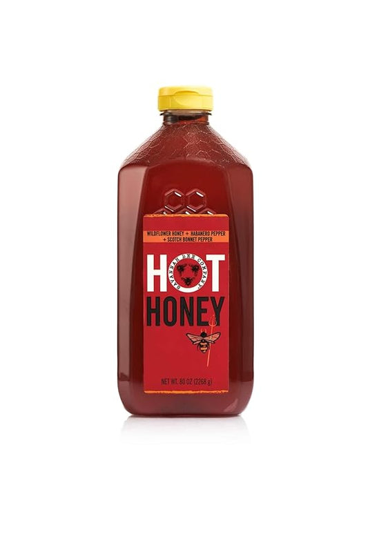 Savannah Bee Company Hot Honey Gluten Free and 100% Pure Honey Sweet Wildflower Infused with Heat from Scotch Bonnet and Habanero Peppers 80 oz