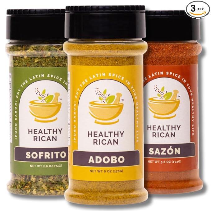 Healthy Rican Adobo Sazon Sofrito Seasoning and Herbs Mix Dry Non GMO No Preservatives MSG Artificial Coloring Gluten Free Diabetes Keto Friendly Whole 30 Approved (Regular Variety Bundle)