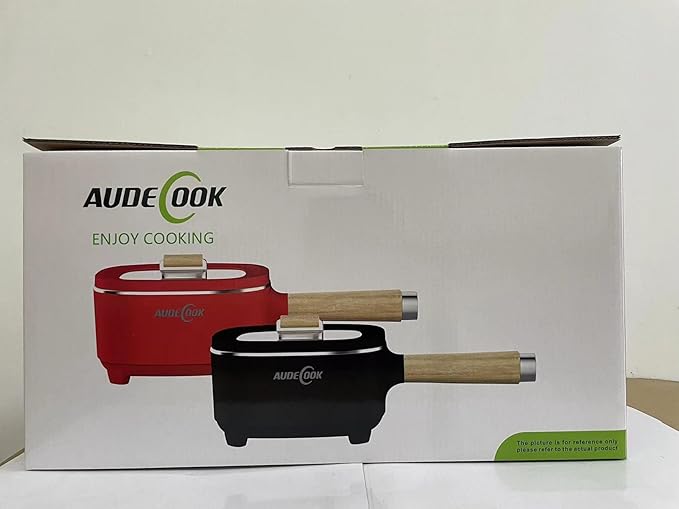 Audecook Hot Pot Electric 2L, Cermic Glaze Non-Stick Frying Pan 8 Inch, Portable Travel Cooker for Ramen/Steak/Fried Rice/Oatmeal/Soup, with Dual Power Control (Silicone Spatula Included)
