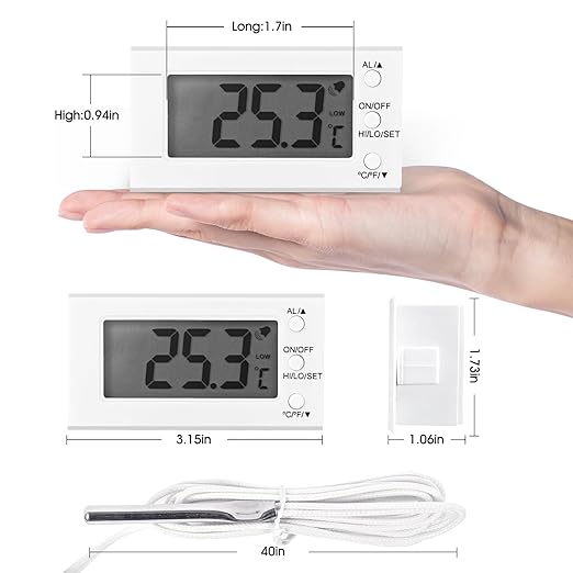 2 Packs Digital Oven Thermometer -58°F to 572°F/-50°C-300°C, Thermometer with Probe, High Low Temperature Alarm, LCD, White (2)