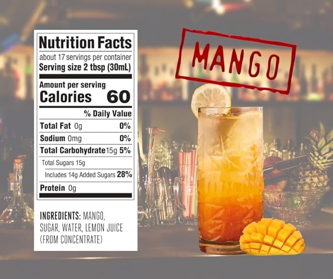 Mayer Premium Artisan Mango Syrups ??Award-Winning, Only Real Mangoes and 3 Natural Ingredients, Vegan, Gluten Free, Dairy Free, Versatile for Beverages & Desserts ??No Artificial Additives, Rich Authentic Flavor ( 16.9 Fl oz. / 500 ml, 6 Pack Mango )