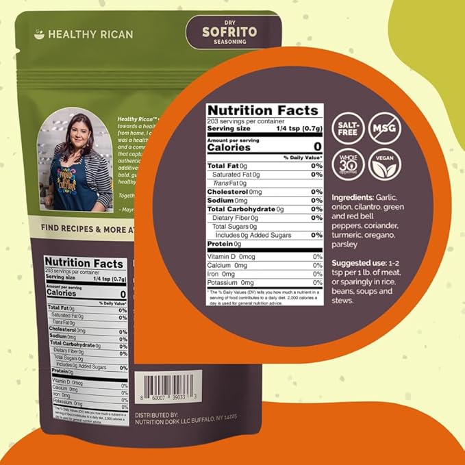 Healthy Rican Sofrito Spice Herb Seasoning Mixes Non GMO No MSG Preservatives Artificial Flavors No Red 40 Gluten Free Diabetes Low Sodium Keto Friendly Whole 30 Approved (Sofrito Large)