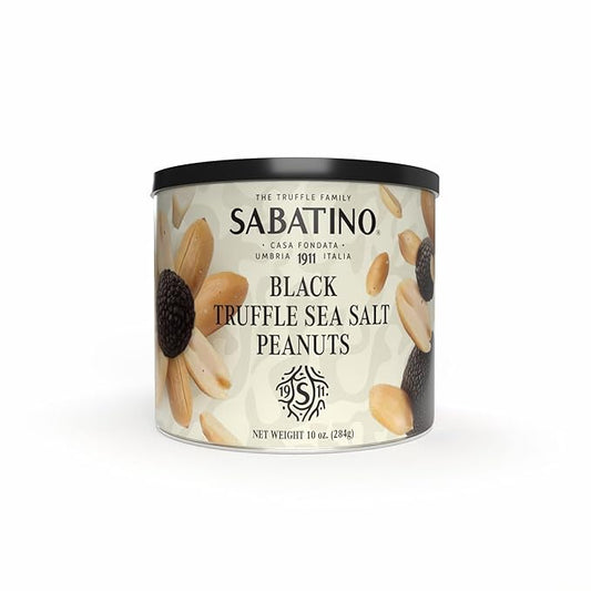 Sabatino Black Truffle Sea Salt Peanuts ??Gourmet Roasted Peanuts with Black Truffle & Sea Salt, Premium Snack, Keto-Friendly, 10 oz