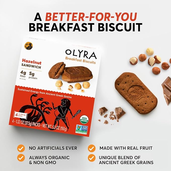 Olyra Variety Pack Sandwich Breakfast Biscuits, Healthy Snacks for Adults and Kids, Low Sugar, Organic Cookies, Office Snacks, USDA Certified, Non GMO 24 Packs