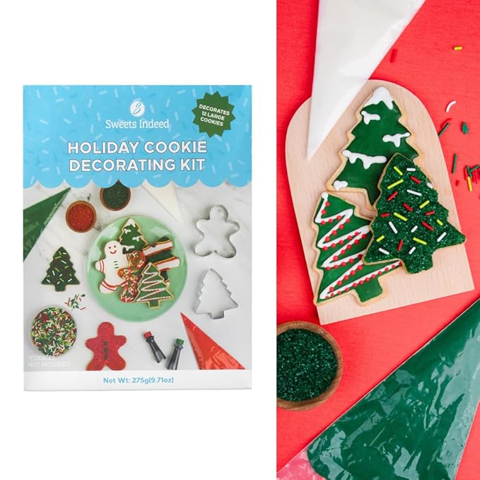 Sweets Indeed Frosting Kit plus Sprinkles Frosting Tubes nozzles 11.71 ounces Perfect for baking and cookie decoarting (Xmas Decorating Kit)