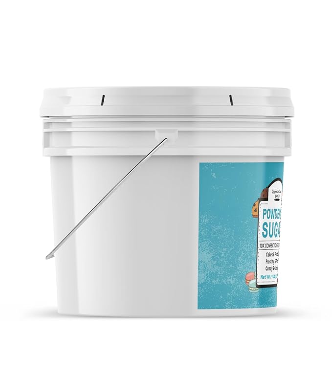 Unpretentious Powdered Sugar, 2 Gallon Bucket, Confectioners Sugar, For Baking, Candy Making, Desserts (144 Ounces)