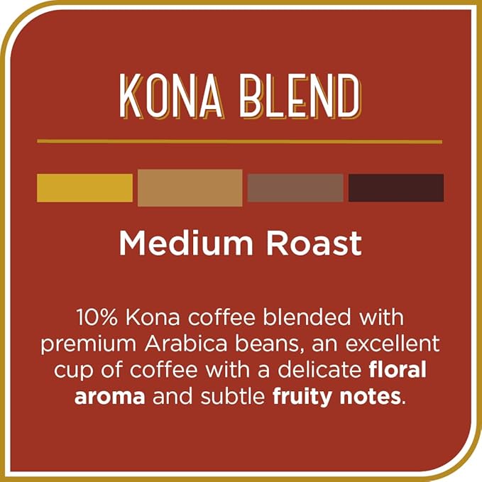 Don Francisco's Kona Blend Whole Bean Coffee, Medium Roast ??100% Arabica,18 oz Bag, Premium Coffee for Drip, Pour Over & French Press