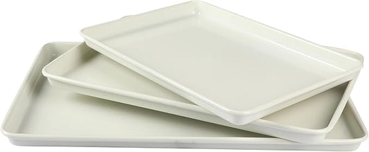 Martha Stewart Gallen 3-Piece Cookie Sheet Set ??13", 15", 17" Baking Pans, Ceramic Nonstick, PFA-Free, Carbon Steel ??Oven Safe to 450°F, Warp-Resistant, Easy to Clean - Linen White