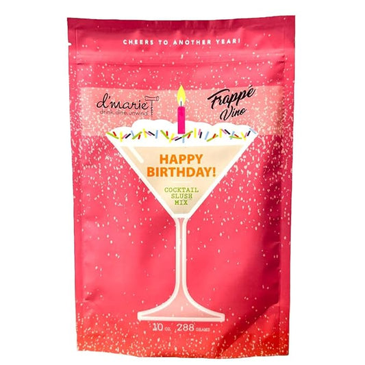 Frozen Cocktail Drink Mix - Makes 12 Martini Slushies - Drink Powder Pouches for Alcohol - All Natural Low Sugar Mixer, No Blender Needed - Happy Birthday