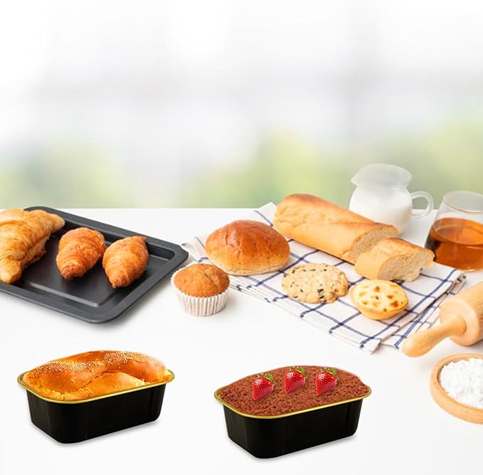 100 Pack 6oz Mini Loaf Pans with Lids, Mini Cake Pans Aluminum Foil Baking Cups for Muffin Party Holiday Wedding Birthday