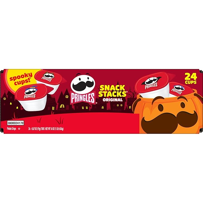 Pringles Potato Crisps Chips, Halloween Snacks, Trick or Treat, Snack Stacks, Original, 16oz Box (24 Cups)