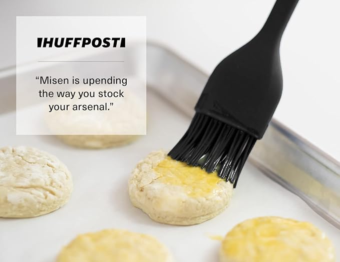 Misen Silicone Basting Brush – Dishwasher Safe, Heat-Resistant Pastry Brush – Ideal for Grilling, Baking, and Applying Sauces and Oils – High-Grade Silicone Coating - 12.4" Black