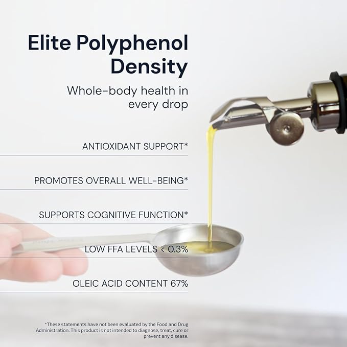 Blueprint by Bryan Johnson Olive Oil ??Snake Oil- High Polyphenol Extra Virgin Olive Oil (400+ mg/kg) ??Cold Pressed, Early Harvest, First Cold Press EVOO ??Keto, Paleo, Non-GMO ??2 Pack - 750ml Glass Bottle