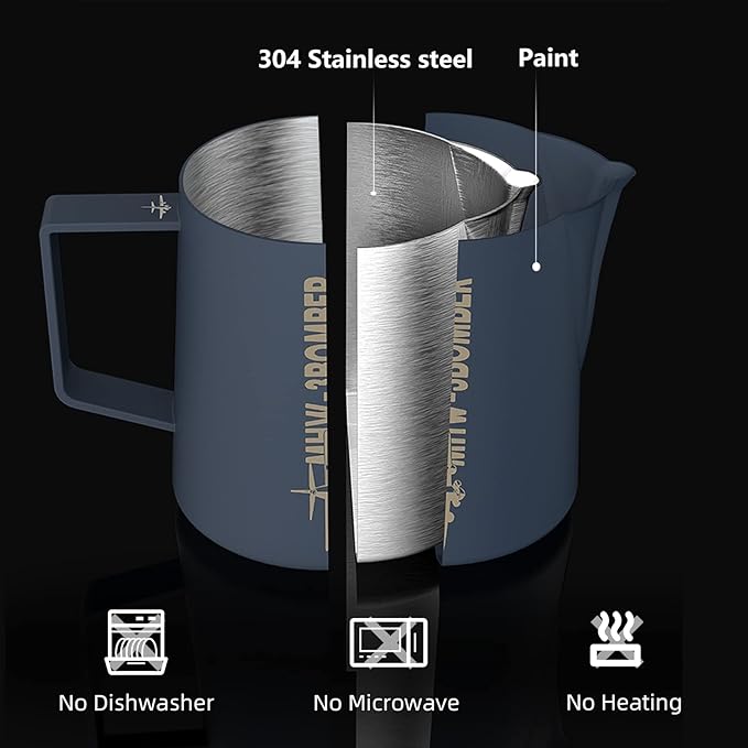 MHW-3BOMBER Espresso Steaming Pitcher Milk Frothing Pitcher Stainless Steel Milk Coffee Cappuccino Latte Art Barista Cup (Origin White, 16.9 Ounces) P5793-OS