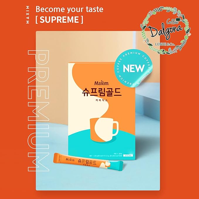 Maxim Supreme Gold Coffee - Korean Maxim Supreme Gold 3 in 1 Instant Coffee Latte 18 Sticks