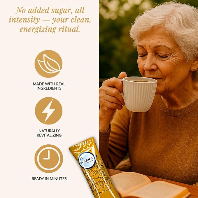 Aarna Instant Ginger Chai, Spiced Tea Powder Mix, All Natural Authentic Chai, Makes 10 Cups (No Sugar)