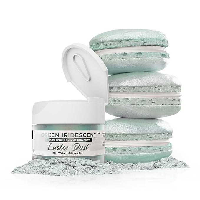 Luster Dust - Green Iridescent (4g 1x Jar) | Edible Vegan Dust & Paint for Cake Decorating, Ice Cream, Desserts, Cocktails and Beverages by Bakell