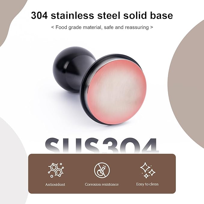 45.5mm Espresso Tamper - Professional Stainless Steel Coffee Press with Ergonomic Handle, Barista-Grade Espresso Accessories