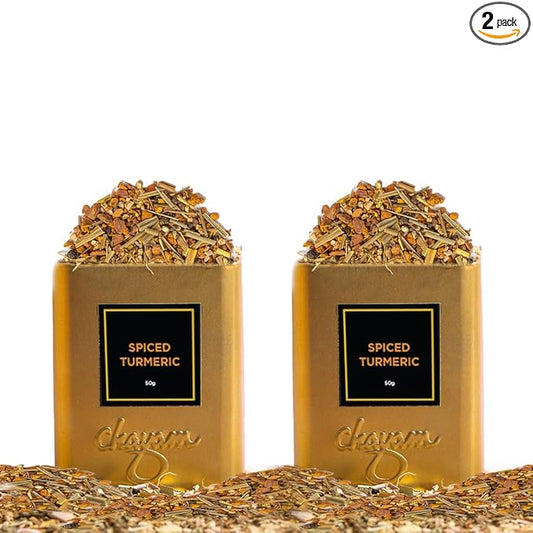CHAYAM Spiced Turmeric Loose Tea 50g/1.77oz Each | Herbal tea with Lemongrass, Cinnamon, Ginger and Black Pepper | Premium Tin Cannister| Caffeine-free | For Immunity, Good Digestion - Pack of 2